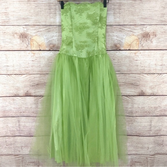 Gunne Sax Green Lace Tulle Dress - Picture 1 of 13
